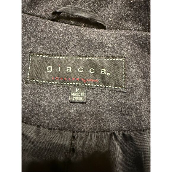 Giacca Pea Coat Wool Blend Womens Dark Gray Medium Double Breasted - Picture 4 of 7